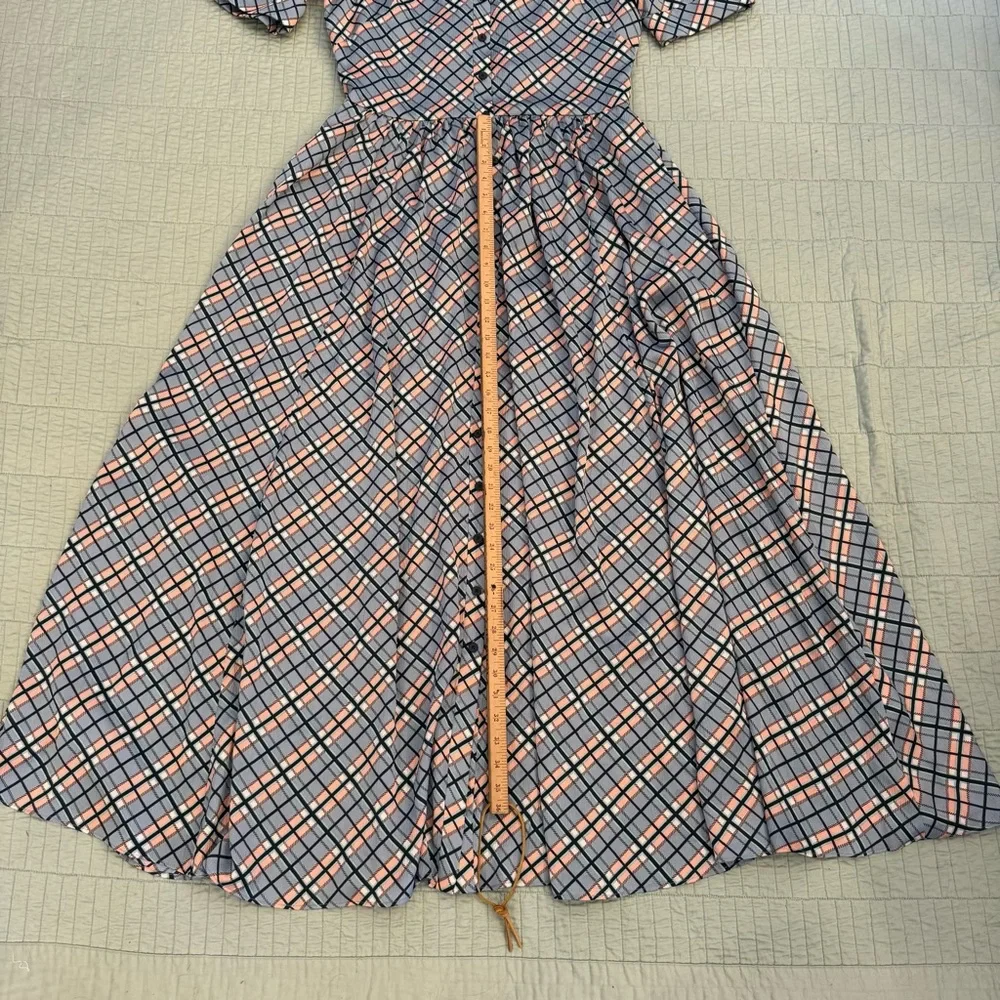Gal Meets Glam Collection Colette Blue Plaid Button-Down Maxi Dress Size 12 - Picture 13 of 16